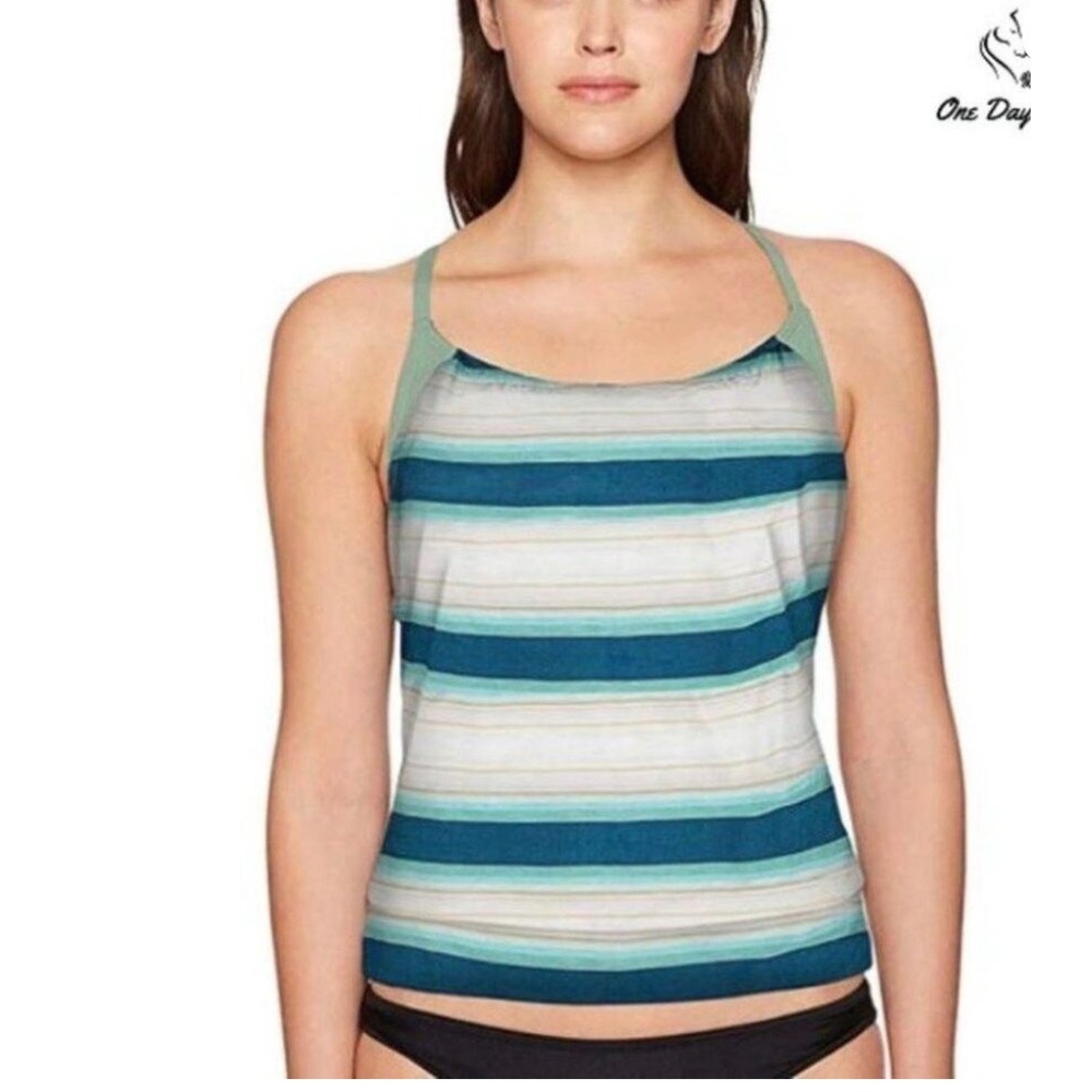 Carve Designs Sophia Tankini Top Playa Stripe Julep Blue Teal BKOB20-407 MEDIUM‎